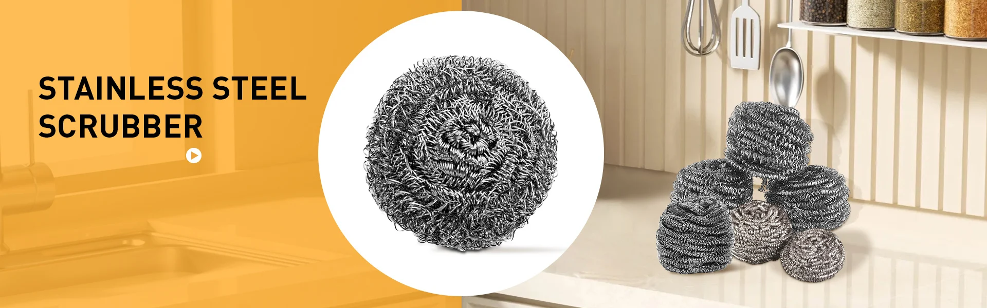Kitchen and stainless steel scrubber